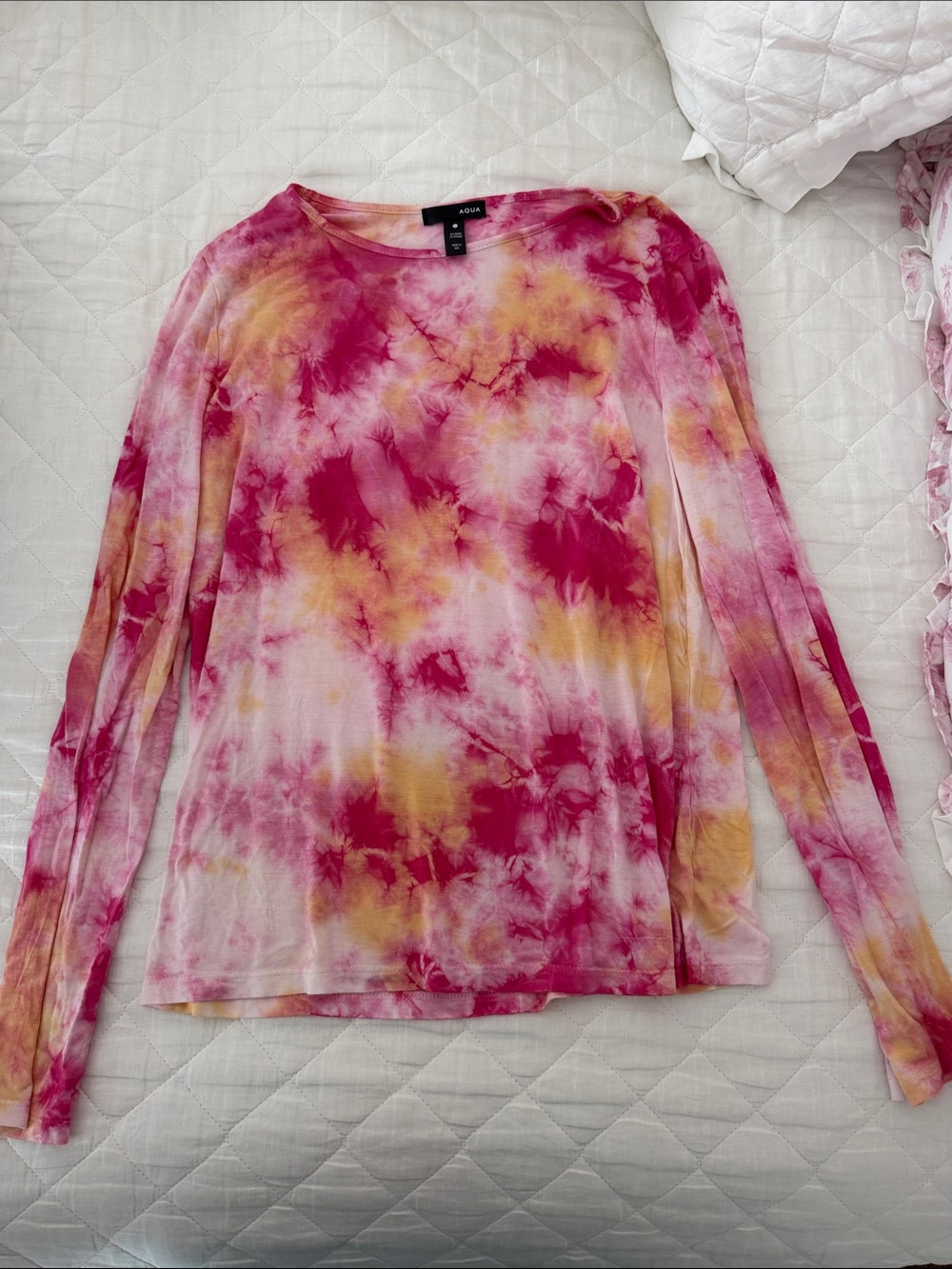 Aqua Pink & Yellow Tie-Dye Long Sleeve Tee